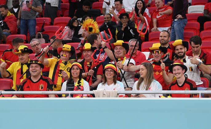 Football, Men, 2022 23 season, World Cup in Qatar, Group F 1 matchday , Belgium Canada at Ahmed bin Ali Stadium in Ar Rayyan, Fans of Belgium, 23 11 2022, Copyright: xMatthiasxKochx