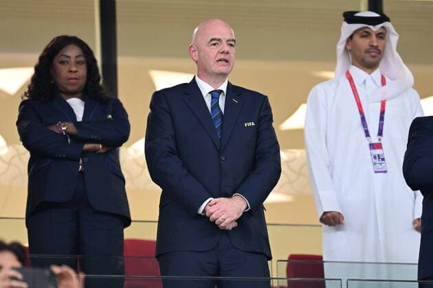 DOHA, QATAR - NOVEMBER 23 : Fifa president Gianni Infantino pictured during the FIFA World Cup, WM, Weltmeisterschaft, Fussball Qatar 2022 Groupe F match between Belgium and Canada at the Ahmad Bin Ali Stadium on November 23, 2022 in Doha, Qatar, 23 11 2022 ( Belgium v Canada - FIFA World Cup Qatar 2022 PhotoNews Panoramic 