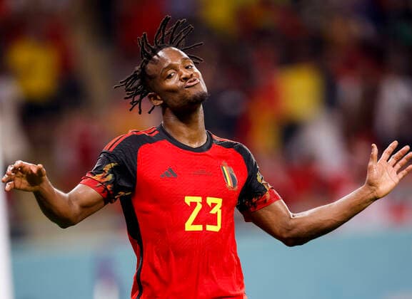 belgium vs canada AL-RAYYAN, AR - 23.11.2022: BELGIUM VS CANADA - bBATSHUAYI Michy of Belgium celebrates after scoring a goal during the match between Belgium and Canada, valid for the first round of the group stage of the World Cup, held at the Ahmed bin Ali Stadium in Al-Rayyan, Qatar. (Photo: Marcelo Machado de Melo Fotoarena) x2297890x  MarceloxMachadoxdexMelo