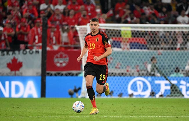 Football, Men, 2022 23 season, World Cup in Qatar, Group F 1 matchday , Belgium Canada at Ahmed bin Ali Stadium in Ar Rayyan, Leander Dendoncker Belgium , 23 11 2022, Copyright: xMatthiasxKochx