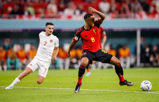 belgium vs canada AL-RAYYAN, AR - 23.11.2022: BELGIUM VS CANADA - TIELEMANS Youri of Belgium during the match between Belgium and Canada, valid for the first round of the group stage of the World Cup, held at the Ahmed bin Ali Stadium in Al-Rayyan, Qatar. (Photo: Marcelo Machado de Melo Fotoarena) x2297950x  MarceloxMachadoxdexMelo