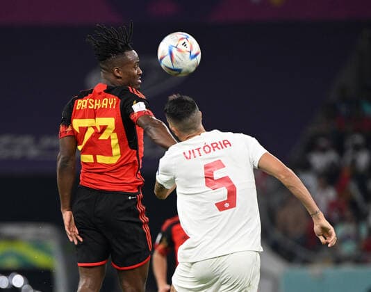 Football, Men, 2022 23 season, World Cup in Qatar, Group F 1 matchday , Belgium Canada at Ahmed bin Ali Stadium in Ar Rayyan, v l Michy Batshuayi Belgium , Steven Vitoria Canada , 23 11 2022, Copyright: xMatthiasxKochx