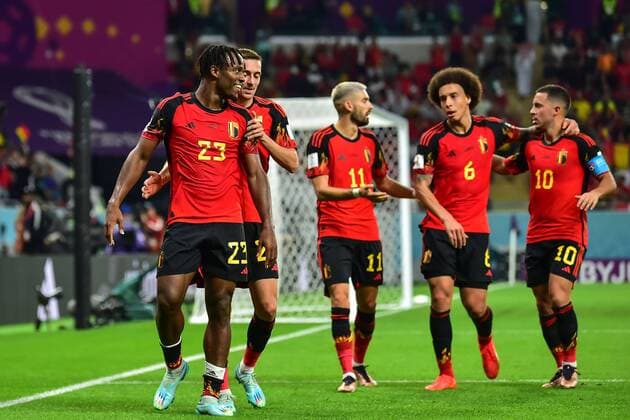 RECORD DATE NOT STATED FIFA World Cup, WM, Weltmeisterschaft, Fussball Qatar 2022 Belgium vs Canada Michy Batshuayi celebrates his goal 1-0 of Belgium during the game Belgium vs Canada, Corresponding to Group F of the FIFA World Cup Qatar 2022, at Ahmad bin Ali Stadium, Al-Rayyan, November 23, 2022. <br><br> Michy Batshuayi celebra su gol 1-0 de Belgica durante el partido Belgica vs Canada, correspondiente al Grupo F de la Copa Mundial de la FIFA Qatar 2022, en el Estadio Ahmad bin Ali, Al-Rayyan, 23 de noviembre de 2022. AL RAYYAN DOHA QATAR Copyright: xIsaacxOrtizx 20221123_8370