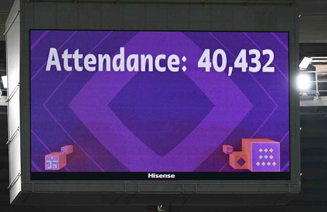 Football, Men, 2022 23 season, World Cup in Qatar, Group F 1 matchday , Belgium Canada at Ahmed bin Ali Stadium in Ar Rayyan, scoreboard with crowd count, 40432, 23 11 2022, Copyright: xMatthiasxKochx