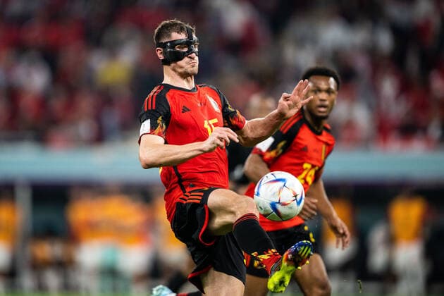 221123 Thomas Meunier of Belgium during the FIFA World Cup 2022 football match between Belgium and Canada on November 23, 2022 in Doha Photo Joel Marklund PHOTO AGENCY code JM JM0385 bbeng football football soccer fotball world cup football world cup football world cup 2022 fifa world cup 2022 belgium belgium canada canada,  Copyright: JOELxMARKLUND BB221123JM153