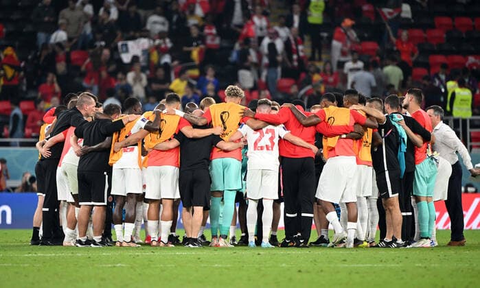 Football, Men, 2022 23 season, World Cup in Qatar, Group F 1 matchday , Belgium Canada at Ahmed bin Ali Stadium in Ar Rayyan, Canada after the final whistle, 23 11 2022, Copyright: xMatthiasxKochx