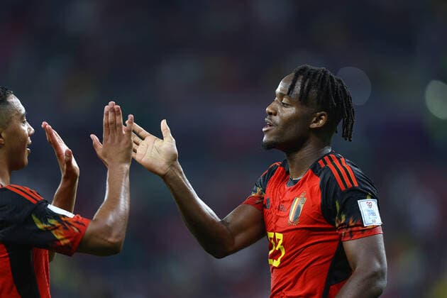 DOHA, QATAR - NOVEMBER 23: Michy Batshuayi during the FIFA World Cup, WM, Weltmeisterschaft, Fussball Qatar 2022 Group F match between Belgium and Canada at Ahmad Bin Ali Stadium on November 23, 2022 in Doha, Qatar. WCS 