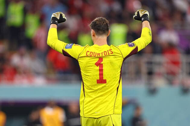 DOHA, QATAR - NOVEMBER 23: Thibaut Courtois during the FIFA World Cup, WM, Weltmeisterschaft, Fussball Qatar 2022 Group F match between Belgium and Canada at Ahmad Bin Ali Stadium on November 23, 2022 in Doha, Qatar. WCS 