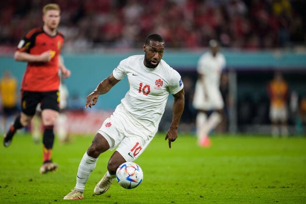 221123 Junior Hoilett of Canada during the FIFA World Cup 2022 football match between Belgium and Canada on November 23, 2022 in Doha Photo Joel Marklund BILDBYRAN code JM JM0385 bbeng football football soccer fotball world cup football world cup football world cup 2022 fifa world cup 2022 belgium belgium canada canada,  Copyright: JOELxMARKLUND BB221123JM223
