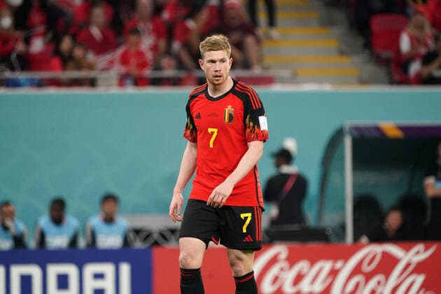 Football , National Team, FIFA World Cup 2022, Football World Cup Qatar 2022, Group Stage, Belgium Canada, 23 11 2022, Doha Qatar, Kevin de Bruyne , Belgium Action, Single Image Photo Chai von der Laage FIFA regulations prohibit any use of photographs as image sequences and or quasi video EDITORIAL USE ONLY,