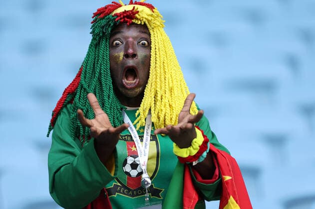 (221124) -- AL WAKRAH, Nov. 24, 2022 -- A fan reacts before the Group G match between Switzerland and Cameroon at the 2022 FIFA World Cup, WM, Weltmeisterschaft, Fussball at Al Janoub Stadium in Al Wakrah, Qatar, Nov. 24, 2022. ) (SP)QATAR-AL WAKRAH-2022 WORLD CUP-GROUP G-SUI VS CMR JiaxHaocheng 