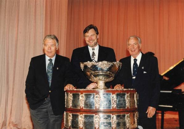 Italian tennis player Nicola Pietrangeli with the Davis Cup, Italy 2000s 