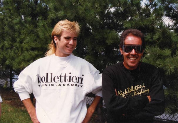 American tennis player Andre Agassi and Nick Bollettieri, 1990s 