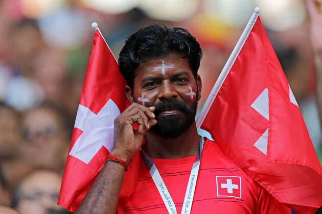 Switzerland fan, during the match between Switzerland and Cameroon, for the 1st round of Group G of the FIFA World Cup, WM, Weltmeisterschaft, Fussball Qatar 2022, Al Janoub Stadium this Thursday, 24. 30761 (Heuler Andrey SPP)  Copyright: xHeulerxAndreyx xSPPx spp-en-HeAn-HADE2016