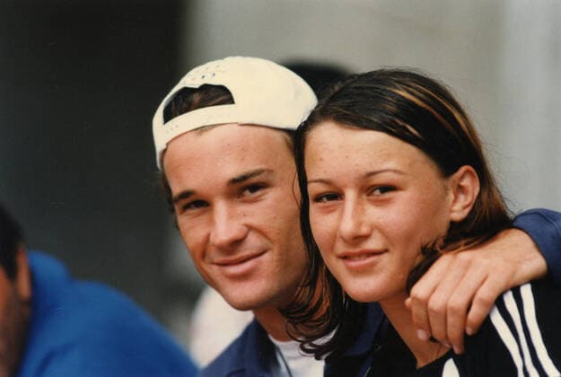 Spanish tennis player Carlos Moya and his girlfriend Raluka Sandu, 1997 