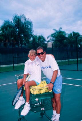 Russian tennis player Anna Kournikova and trainer Nick Bollettieri, 1993 