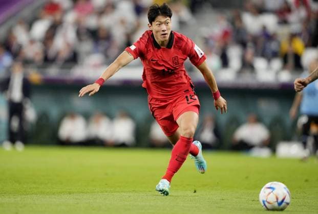 Mandatory Credit: Photo by Dave Shopland Shutterstock (13626521by) Hwang Ui-Jo of South Korea. Uruguay v Korea Republic, FIFA World Cup, WM, Weltmeisterschaft, Fussball 2022, Group H, Football, Education City Stadium, Doha, Qatar - 24 Nov 2022 Editorial Use Only Uruguay v Korea Republic, FIFA World Cup 2022, Group H, Football, Education City Stadium, Doha, Qatar - 24 Nov 2022 Editorial Use Only Copyright: xDavexShopland Shutterstockx 13626521by