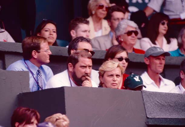Australian tennis player, coarch, and writer Jelena Dokic s father Damir, Italian Open 2000 