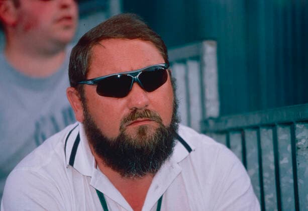 Australian tennis player, coarch, and writer Jelena Dokic s father Damir, Wimbledon, UK 1999 