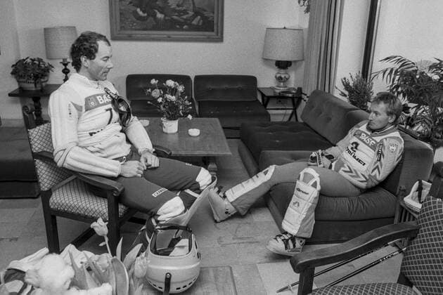 Sestriere 1986-11-29 Alpina skidakarna Ingemar Stenmark, Sverige och Bojan Krizaj, Jugoslavien Sestriere Italien x4x *** Sestriere 1986 11 29 Alpine skiing Ingemar Stenmark, Sweden and Bojan Krizaj, Yugoslavia Sestriere Italy x4x  Copyright: xTorbjörnxAnderssonx xEXPx xTTx STENMARK-KRIZAJ