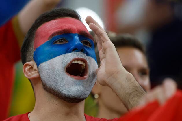 A fan of Serbia reacts during the FIFA World Cup, WM, Weltmeisterschaft, Fussball soccer match of the group phase between Brazil and Serbia at Lusail stadium in Lusail, Qatar, 24 November 2022. World Cup: Brazil vs. Serbia !ACHTUNG: NUR REDAKTIONELLE NUTZUNG!  Copyright: xJuanxIgnacioxRoncoronix GR4205 20221124-b4417fe40dbdec19595b35b479b5706d7b59d6f8