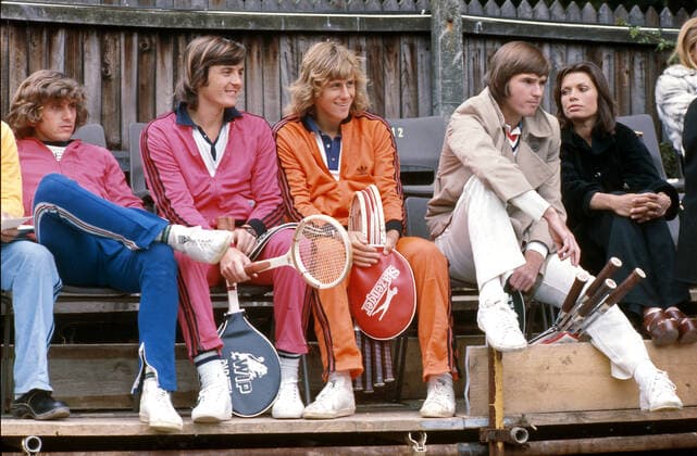 NOTTINGHAM 1974 Bjorn Borg along with Argentine Guillermo Vilas, the Italian Adriano Panatta, Jimmy Connors and Ilie Nastases wife Dominique Foto Jacob Forsell XP SCANPIX Kod 14 NOTTINGHAM UK x14x  Copyright: xJacobxForsellx xXPx xTTx BORG WITH FRIENDS