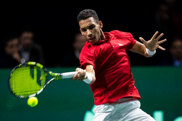 Felix Auger Aliassime of Canada ESP, Germany vs Canada, Tennis Davis Cup, Quarter Finals, 24 11 2022 ESP, Germany vs Canada, Tennis Davis Cup, Quarter Finals, 24 11 2022 Malaga Copyright: xEibner-Pressefoto OmarxArnaux EP_EER