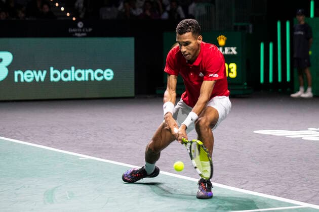 Felix Auger Aliassime of Canada ESP, Germany vs Canada, Tennis Davis Cup, Quarter Finals, 24 11 2022 ESP, Germany vs Canada, Tennis Davis Cup, Quarter Finals, 24 11 2022 Malaga Copyright: xEibner-Pressefoto OmarxArnaux EP_EER