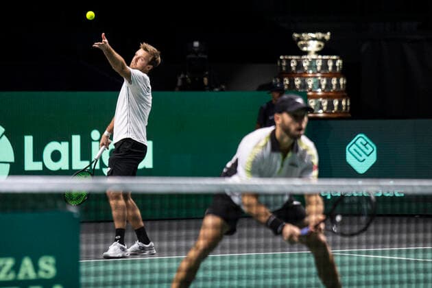 Kevin Krawietz and Tim Puetz of Germany ESP, Germany vs Canada, Tennis Davis Cup, Quarter Finals, 24 11 2022 ESP, Germany vs Canada, Tennis Davis Cup, Quarter Finals, 24 11 2022 Malaga Copyright: xEibner-Pressefoto OmarxArnaux EP_EER