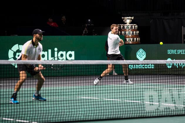 Kevin Krawietz and Tim Puetz of Germany ESP, Germany vs Canada, Tennis Davis Cup, Quarter Finals, 24 11 2022 ESP, Germany vs Canada, Tennis Davis Cup, Quarter Finals, 24 11 2022 Malaga Copyright: xEibner-Pressefoto OmarxArnaux EP_EER