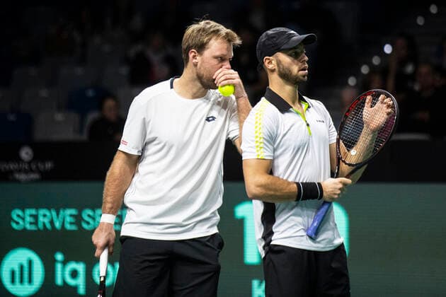 Kevin Krawietz and Tim Puetz of Germany ESP, Germany vs Canada, Tennis Davis Cup, Quarter Finals, 24 11 2022 ESP, Germany vs Canada, Tennis Davis Cup, Quarter Finals, 24 11 2022 Malaga Copyright: xEibner-Pressefoto OmarxArnaux EP_EER