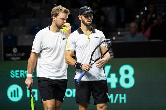 Kevin Krawietz and Tim Puetz of Germany ESP, Germany vs Canada, Tennis Davis Cup, Quarter Finals, 24 11 2022 ESP, Germany vs Canada, Tennis Davis Cup, Quarter Finals, 24 11 2022 Malaga Copyright: xEibner-Pressefoto OmarxArnaux EP_EER