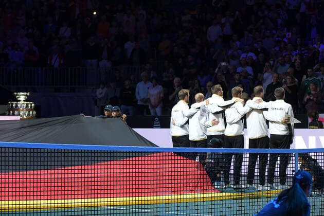 MALAGA, SPAIN - NOVEMBER 24: Team Germany during the Davis Cup by Rakuten Finals 2022 quarter-finals match between Germany and Canada at Palacio de los Deportes Jose Maria Martin Carpena on November 24, 2022 in Malaga, Spain Copyright: xAndreaxRositox DSC_7742