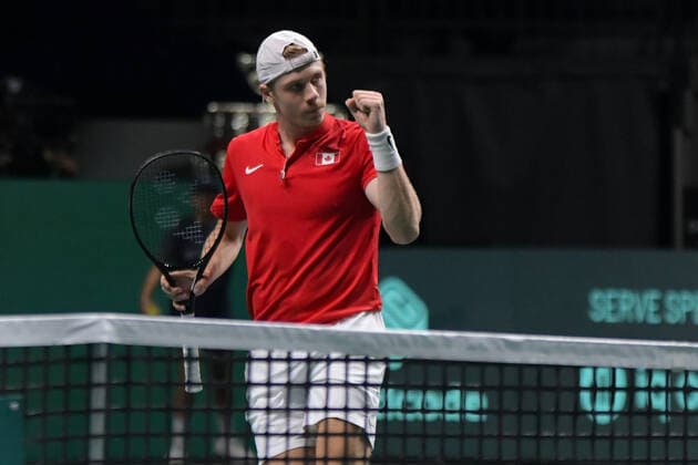 MALAGA, SPAIN - NOVEMBER 24: Denis Shapovalov during the Davis Cup by Rakuten Finals 2022 quarter-finals match between Germany and Canada at Palacio de los Deportes Jose Maria Martin Carpena on November 24, 2022 in Malaga, Spain Copyright: xAndreaxRositox DSC_7957