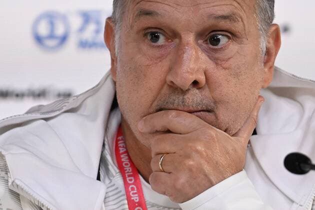 RECORD DATE NOT STATED FIFA World Cup, WM, Weltmeisterschaft, Fussball Qatar 2022 Mexico press conference, PK, Pressekonferenz Gerardo Martino head coach during press conference of the Mexican national team, Nationalteam (Mexico) prior to against match the Argentina tem in Group C of the FIFA World Cup Qatar 2022 the Main Media Center, on November 25, 2022. <br><br> Gerardo Martino Director Tecnico de durante la conferencia de prensa de la Seleccion Nacional Mexicana (Mexico) previo a su partido contra la Seleccion de Argentina en el Grupo C de la Copa Mundial de la FIFA Catar 2022 en el Centro Principal de Medios, el 25 de noviembre de 2022. DOHA DOHA QATAR  Copyright: xJorgexMartinezx 20221125080423_FWC_Q22_GC_MEX_PRESS_MARTINO3