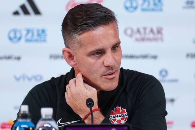 PXL_Canada press conference, PK, Pressekonferenz Coach John Herdman during the Canadian National Soccer Team press conference at the Qatar National Convention Centre in Doha, Qatar on November 26, 2022. IgorxKralj PIXSELL