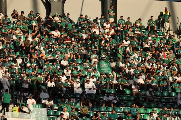 26th November 2022; Education City Stadium, Al Rayyan, Qatar; FIFA World Cup, WM, Weltmeisterschaft, Fussball Football, Poland versus Saudi Arabia; Saudi Arabia fans in the stand  ActionPlus12452958 JohnxPatrickxFletcher Content restricted for UK based newspaper