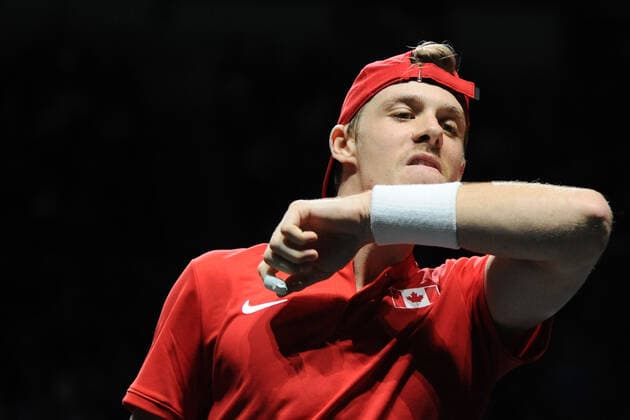 MALAGA, SPAIN - NOVEMBER 26 : Denis Shapovalov during the Davis Cup by Rakuten Finals 2022 semi-finals match between Italy and Canada at Palacio de los Deportes Jose Maria Martin Carpena on November 24, 2022 in Malaga, Spain Copyright: xAndreaxRositox DSC_4183