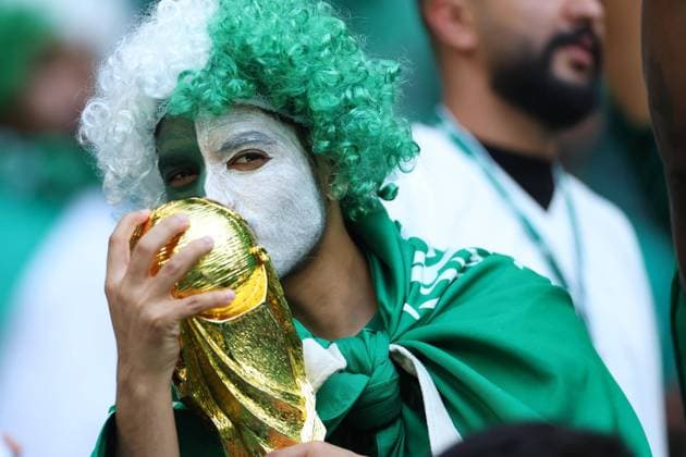 Saudi Arabia fans (KSA), NOVEMBER 26, 2022 - Football Soccer : FIFA World Cup, WM, Weltmeisterschaft, Fussball Qatar 2022 Group C match between Poland 2-0 Saudi Arabia at Education City Stadium in Al Rayyan, Qatar.  (204788106)