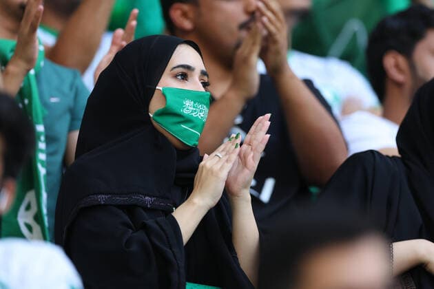 Saudi Arabia fans (KSA), NOVEMBER 26, 2022 - Football Soccer : FIFA World Cup, WM, Weltmeisterschaft, Fussball Qatar 2022 Group C match between Poland 2-0 Saudi Arabia at Education City Stadium in Al Rayyan, Qatar.  (204788112)