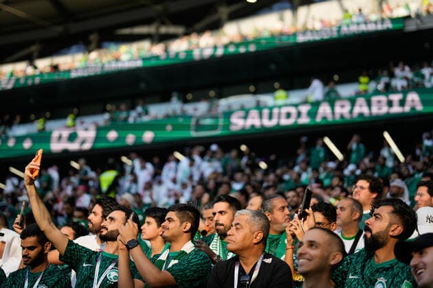 Saudi Arabia fans (KSA), NOVEMBER 26, 2022 - Football Soccer : FIFA World Cup, WM, Weltmeisterschaft, Fussball Qatar 2022 Group C match between Poland 2-0 Saudi Arabia at Education City Stadium in Al Rayyan, Qatar.  (204788127)