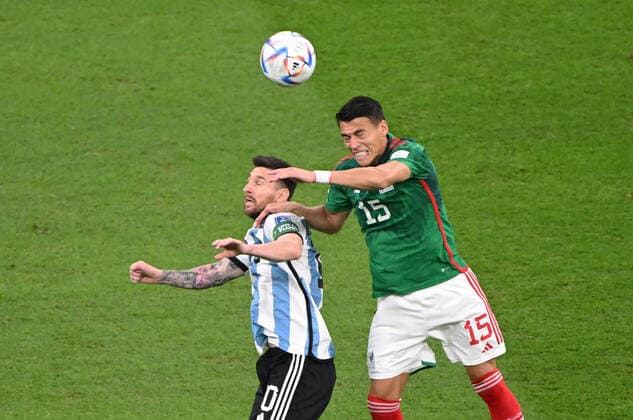 Football, Men, Season 2022 23, World Cup in Qatar, Group C 2 Matchday , Argentina Mexico at Lusail Iconic Stadium in Lusail, v l Lionel Messi Argentina , Hector Moreno Mexico , 26 11 2022, Copyright: xMatthiasxKochx