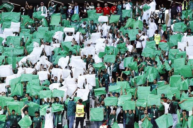 DOHA - Saudi Arabia fans during the FIFA World Cup, WM, Weltmeisterschaft, Fussball Qatar 2022 group C match between Poland and Saudi Arabia at the Education City Stadium on November 26, 2022 in Doha, Qatar. AP Dutch Height MAURICE OF STONE FIFA World Cup Qatar 2022 2022 xVIxANPxSportx xMauricexvanxSteenxWKxIVx *** DOHA Saudi Arabia fans during the FIFA World Cup Qatar 2022 group C match between Poland and Saudi Arabia at the Education City Stadium on November 26, 2022 in Doha, Qatar AP Dutch Height MAURICE OF STONE FIFA World Cup Qatar 2022 2022 xVIxANPxSportx xMauricexvanxSteenxWKxIVx 458388087 originalFilename: 458388087.jpg