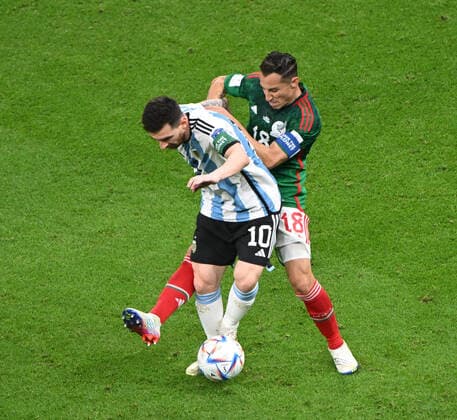 Football, Men, Season 2022 23, World Cup in Qatar, Group C 2 Matchday , Argentina Mexico at Lusail Iconic Stadium in Lusail, v l Lionel Messi Argentina , Andres Guardado Mexico , 26 11 2022, Copyright: xMatthiasxKochx