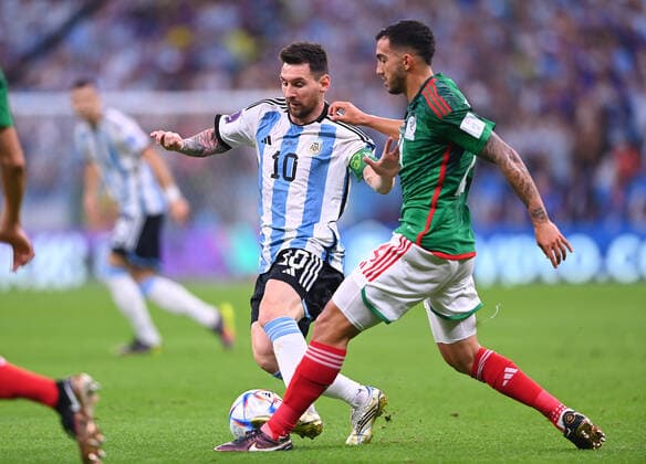 FOOTBALL World Cup 2022 PRE-ROUND GROUP C Argentina Mexico 26 11 2022 Lionel Messi left, Argentina vs Erick Gutierrez right, Mexico