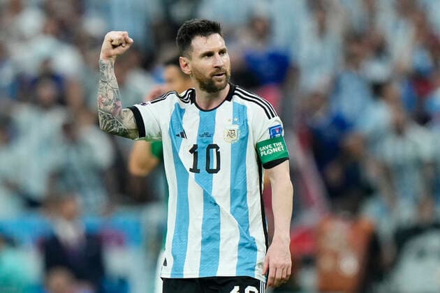Argentina v Mexico: Group C - FIFA World Cup, WM, Weltmeisterschaft, Fussball Qatar 2022 Lionel Messi right winger of Argentina and Paris Saint-Germain celebrates after scoring his sides first goal during the FIFA World Cup Qatar 2022 Group C match between Argentina and Mexico at Lusail Stadium on November 26, 2022 in Lusail City, Qatar. Lusail City Qatar  Copyright: xJosexBretonx originalFilename:breton-argentin221126_npEYK.jpg