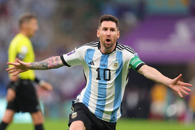 Lionel Messi of Argentina scores a goal and celebrates during the FIFA World Cup, WM, Weltmeisterschaft, Fussball Qatar 2022 Group C match between Argentina and Mexico at Lusail Stadium, Lusail, Qatar on 26 November 2022. Copyright: xPeterxDovganx 34640058