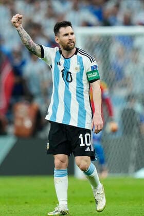 Argentina v Mexico: Group C - FIFA World Cup, WM, Weltmeisterschaft, Fussball Qatar 2022 Lionel Messi right winger of Argentina and Paris Saint-Germain celebrates after scoring his sides first goal during the FIFA World Cup Qatar 2022 Group C match between Argentina and Mexico at Lusail Stadium on November 26, 2022 in Lusail City, Qatar. Lusail City Qatar  Copyright: xJosexBretonx originalFilename:breton-argentin221126_npRDy.jpg
