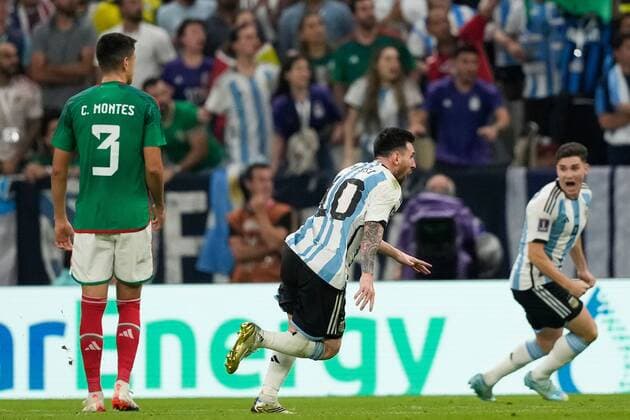 Mandatory Credit: Photo by Dave Shopland Shutterstock (13634804bo) Lionel Messi of Argentina celebrates after scoring a goal (1-0) Argentina v Mexico, FIFA World Cup, WM, Weltmeisterschaft, Fussball 2022, Group C, Football, Lusail Stadium, Al Daayen, Qatar - 26 Nov 2022 Editorial Use Only Argentina v Mexico, FIFA World Cup 2022, Group C, Football, Lusail Stadium, Al Daayen, Qatar - 26 Nov 2022 Editorial Use Only Copyright: xDavexShopland Shutterstockx 13634804bo