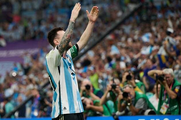 RECORD DATE NOT STATED FIFA World Cup, WM, Weltmeisterschaft, Fussball Qatar 2022 Argentina vs Mexico Lionel Messi celebrates his goal 1-0 of Argentina during the game Argentina vs Mexican national team, Nationalteam (Mexico), Corresponding to Group C of the FIFA World Cup Qatar 2022, at Lusail Stadium, Lusail, Doha, November 26, 2022. <br><br> Lionel Messi celebra su gol 1-0 de Argentina durante el partido Argentina vs Seleccion Nacional Mexicana (Mexico), correspondiente al Grupo C de la Copa Mundial de la FIFA Qatar 2022, en el Estadio Lusail, Lusail, Doha, 26 de noviembre de 2022. LUSAIL DOHA QATAR Copyright: xJorgexMartinezx 20221126_12358